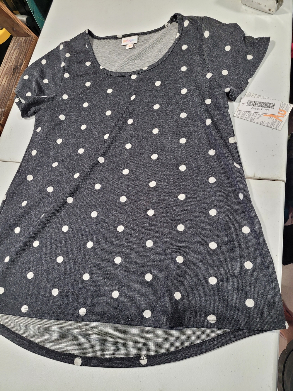 LuLaRoe Black Polka Dot Short Sleeve Top